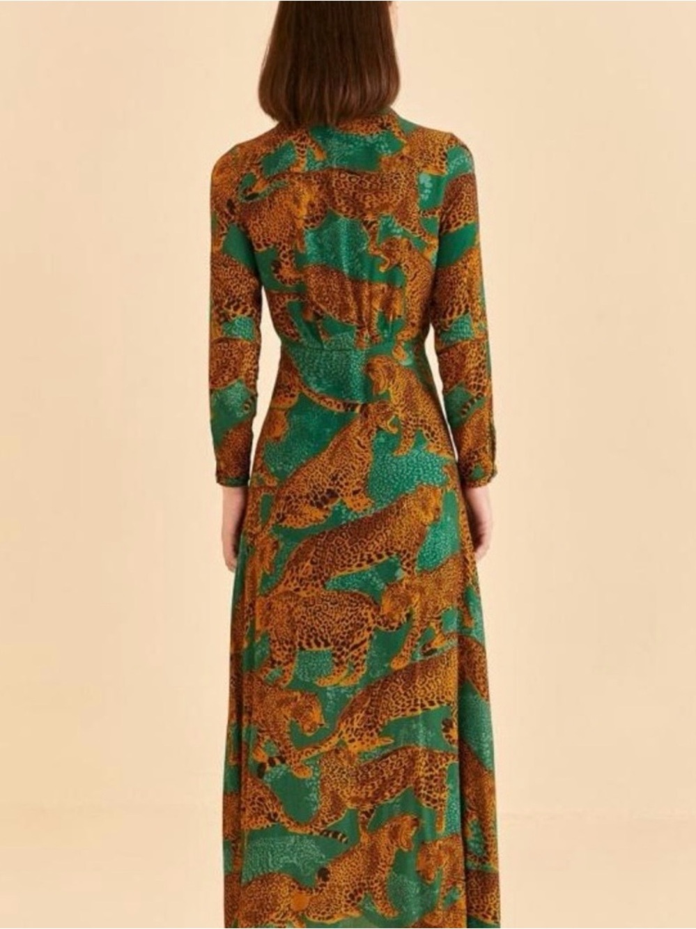 FARM Rio Green and Brown Leopard-Print V-Neck Maxi Dress XL - Picture 2 of 3